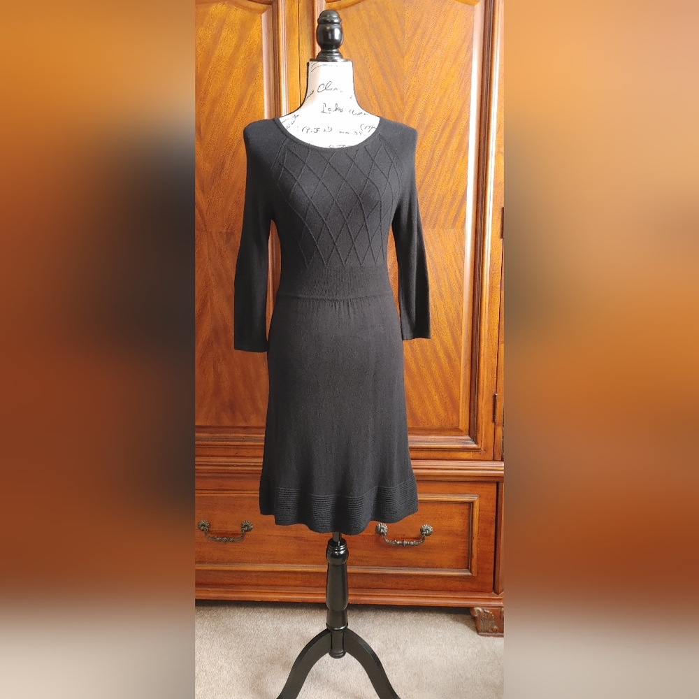 Spence Petite, black sweater dress, size PS